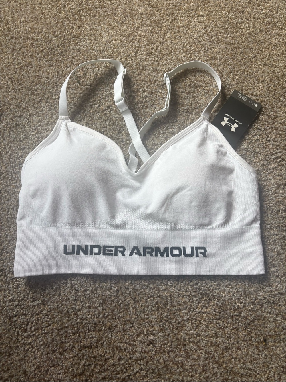 Under Armour White Seamless Light-Support Sports Bra